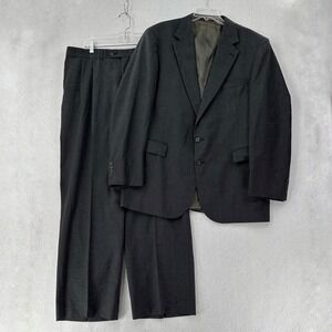 Vtg Evan Picone‎ 2-Pc Houndstooth Wool Suit Mens Blazer Jacket 46L Pants 36X30